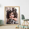 Little Girl And Cat-11CT Stamped Cross Stitch 40*50cm/15.75*19.69in