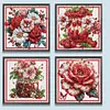 4Pcs Fruits Rouges Et Fleur Rouge-Peinture Diamant En Forme Sp&eacute;ciale-30*30CM