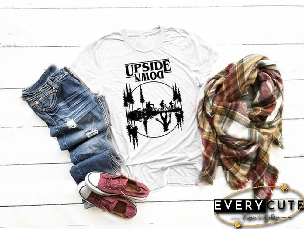 New Fashion Child Round Neck Printed Short-Sleeved Stranger Things Upside Down Graphic T-Shirt