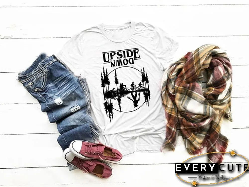 New Fashion Child Round Neck Printed Short-Sleeved Stranger Things Upside Down Graphic T-Shirt