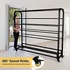[US Local Warehouse] Fabric Roll Storage Rack with Wheel Large Textile Fabric Display Rack Floor-To-Ceiling Adjustable Hanging Rod Bracket Display Shelf Movable Organizer Holder for Curtain/Wallpaper/Tablecloth
