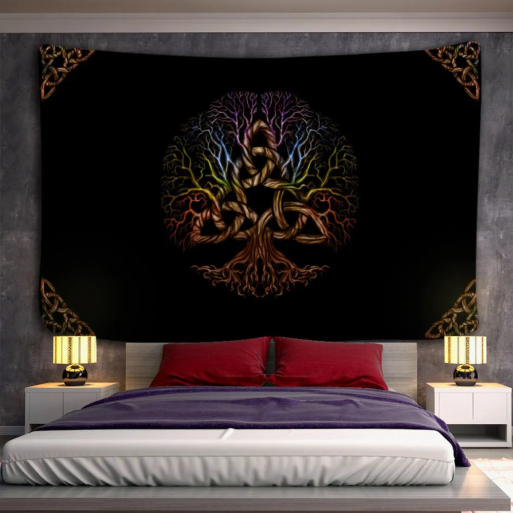 Death Mushroom Forest Tapestry Wall Hanging Fairy Tale Castle Skeleton Bohemian Psychedelic Home Dormitory Dream Decor