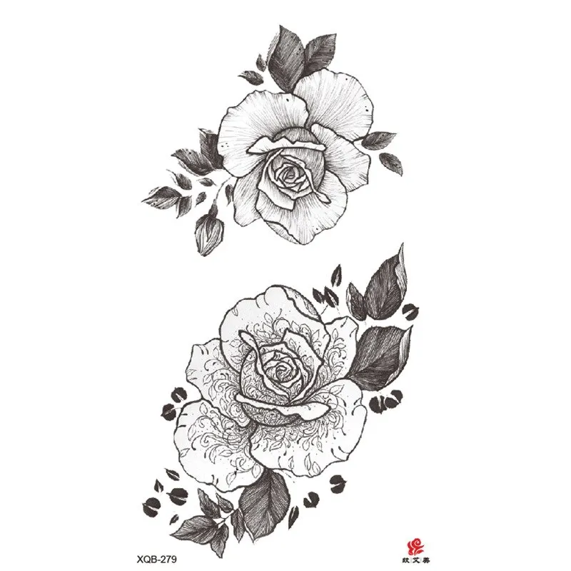 Sdrawing Temporary Sleeve Tatooo Stickers Tiger Lion Elephant Rose Flowertattoo Arm Body Art Fake Tatoo Male Female Black