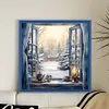 Snow Scene Outside The Window - 11CT Stamped Cross Stitch - 50*50cm
