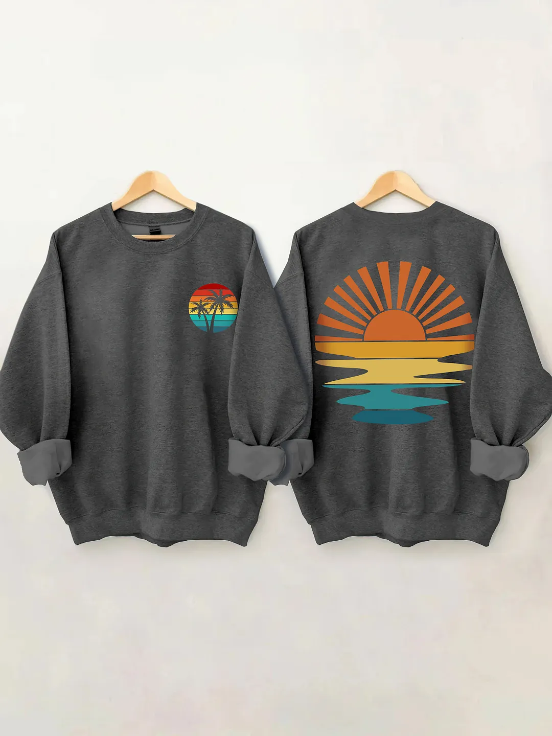 Retro Sunset Rays Wavy Sweatshirt