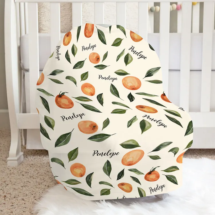 Personalized Baby Orange Car Seat Canopy| Canopyl84