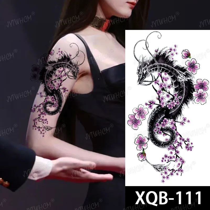 Sdrawing Hot Water Transfer Fake Tattoo Waterproof Temporary Tattoo Sticker For Men Women Wolf Arm Neck Tattoo Flash Tattoo Sleeve