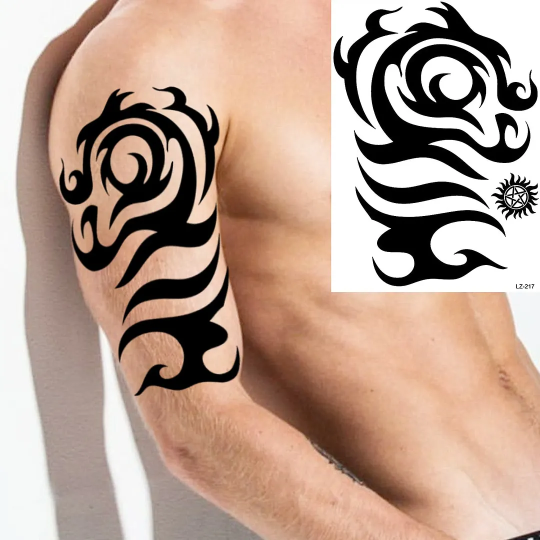 Realistic Knight Tribal Armband Temporary Tattoos For Men Adult Lion Wings Shield Fake Tattoo Body Art Unique Tatoos Large