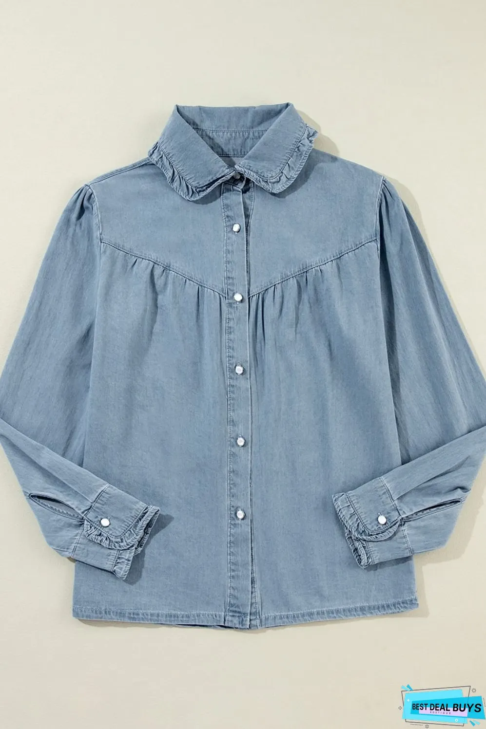 Button Up Long Sleeve Denim Top