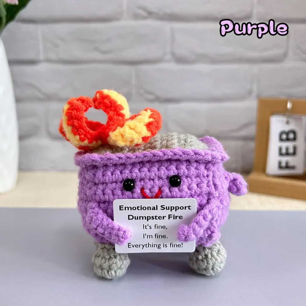 💖Handmade Crochet Dumpster Fire🎁Emotional Support Gift