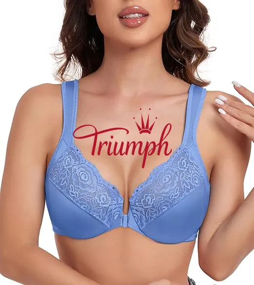 Triumph - 3 pe&ccedil;as 🔥Soutien de senhora sem copa e com bot&otilde;es &agrave; frente, tamanhos grandes