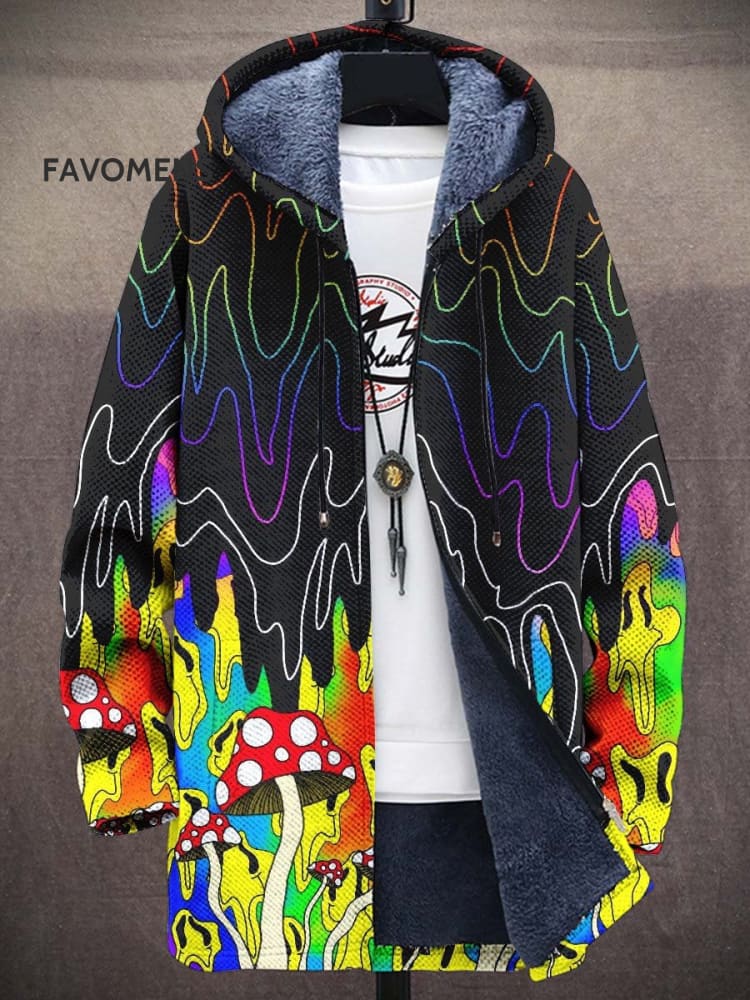 Men&rsquo;s Fashion Hippie Colorful Plush Thick Long-Sleeved Sweater Coat Cardigan / M