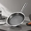 304 Stainless Steel Frying Pan With Handle Universal Steak Cooking Pot Non-Coated Single Sided Honeycomb Skillet Suitable for Fried Egg Steak