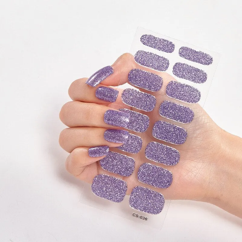 Nails Art Decoration Glitter Series Powder Sequins Decals Plain Stickers Nails Sticker Designer Nail Strips Women Nail Designs