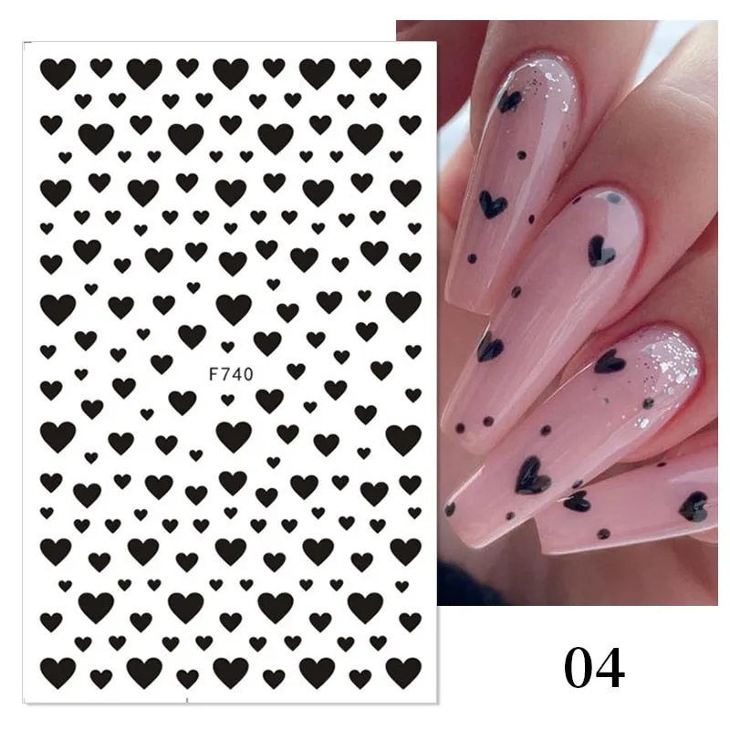 1 Sheet Russian Series Letter 3D Nail Sticker Flower Leaves Nail Transfer Beautiful Decals Slider Nail Art DIY Decoration