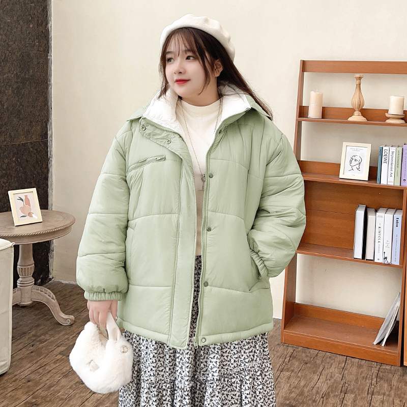 Chic Plus-Size High-Neck Zip Puffer Jacket - Thick Winter Outerwear
