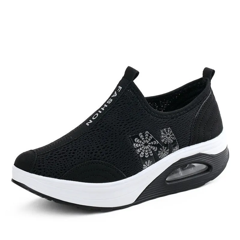 MWY Women Chunky Sneakers Casual Vulcanize Shoes Breathable Mesh Wedge Shoes Platform Trainers Women Zapatillas De Mujer