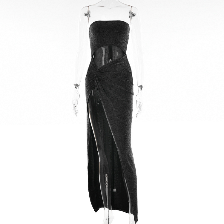 Mariah Carey Dress Temperament Split Dress Sexy Backless Hollow-out Dress