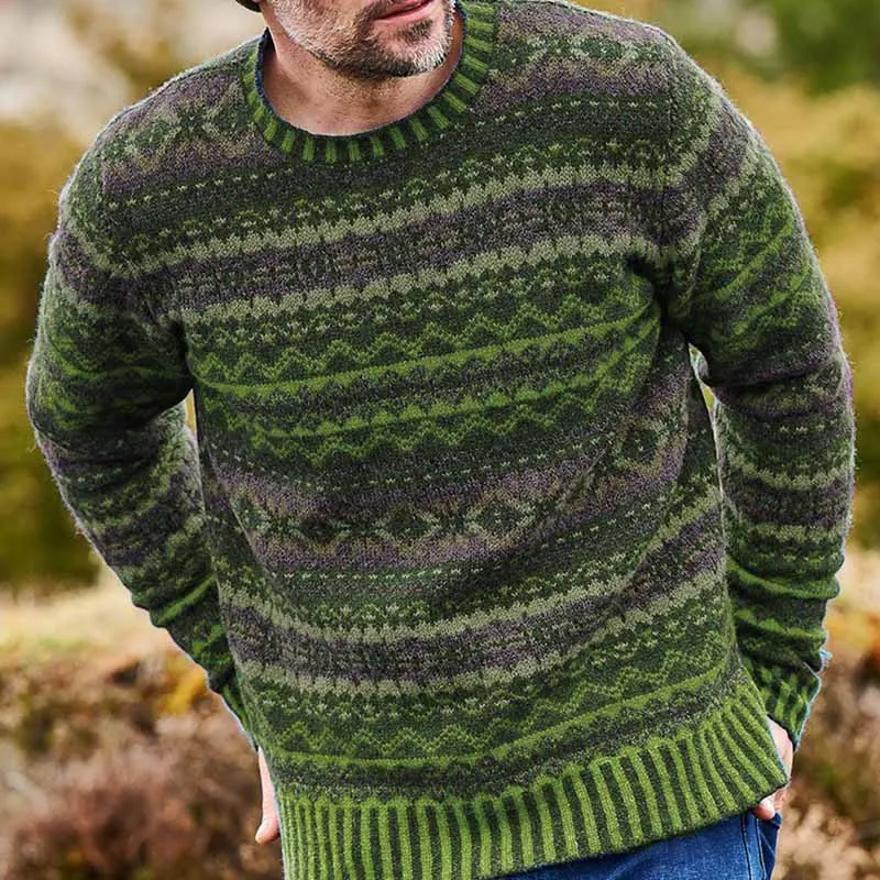 Vintage Brodie Knit Jacquard Crew Neck Sweater（Unisex）
