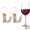 2pcs/set DIY 26 Letters Double Side Diamond Painting Wine Glass Charms Identification Kit