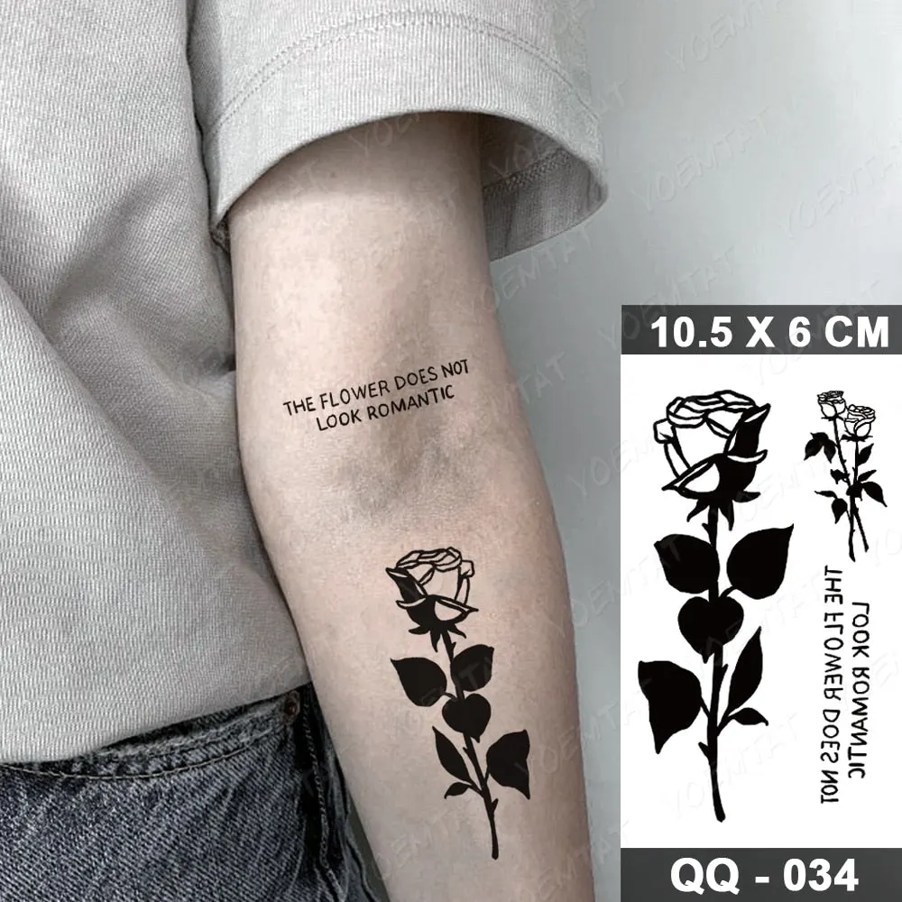 Waterproof Temporary Tattoo Sticker Small Lines Flowers Flash Tatoo Geometry Hand Arm Wrist Fake Tatto For Body Art Women Child