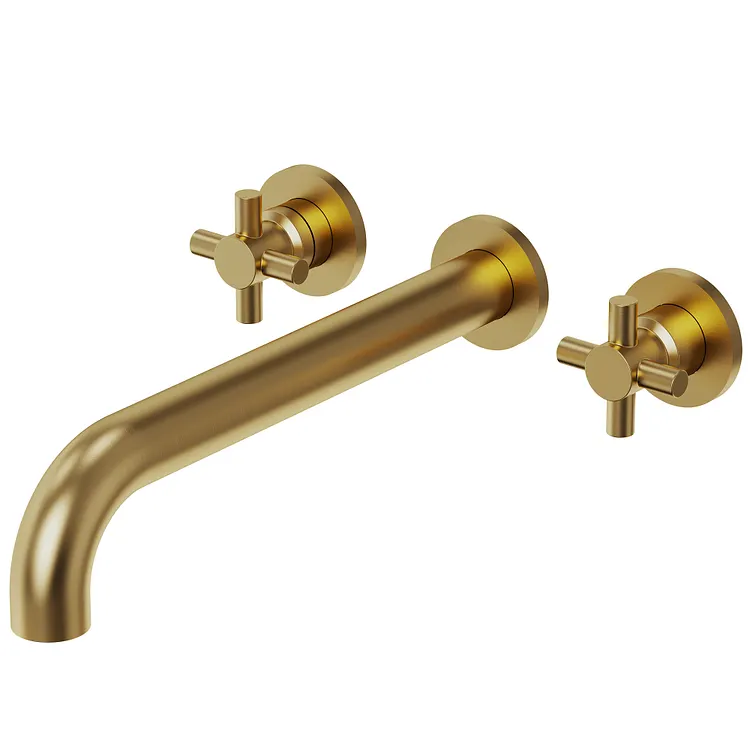 EVERSTEIN Two-Handle Wall Mount Bathtub Faucet in Brushed Gold, 11.69" Spout Reach