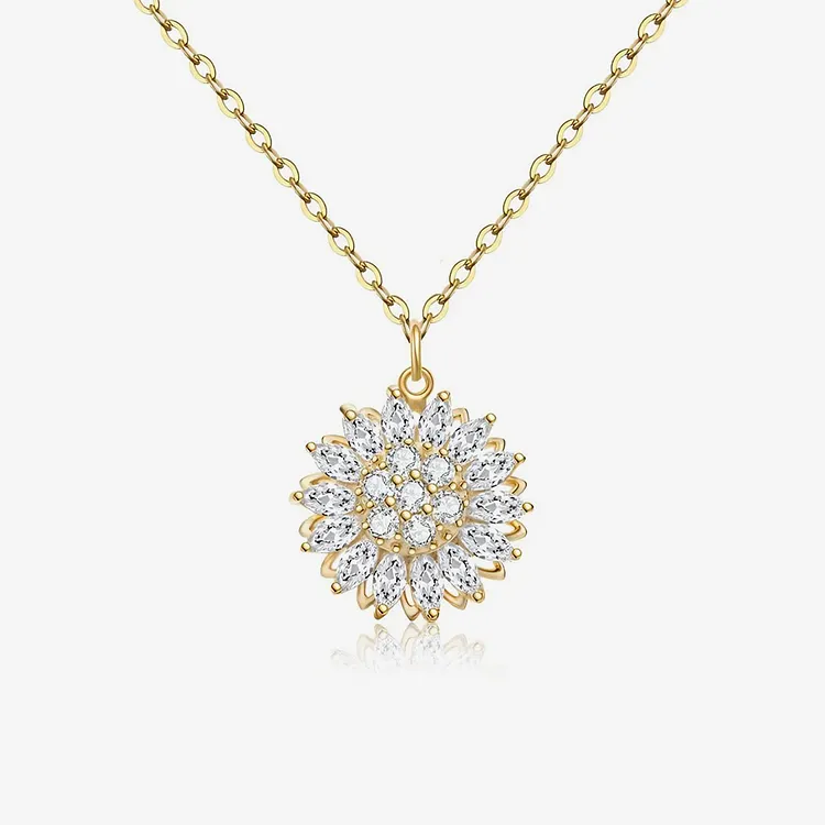 S925 You Are My Sunshine Rotating Sunflower Necklace