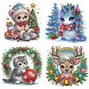 (US Local)4pack Xmas Animal-Special Shaped Diamond Painting Kit(30x30cm)