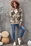 Women's Plaid Fleece Hooded Coat