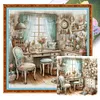 Cottage - 14CT Stamped Cross Stitch - 50*50cm
