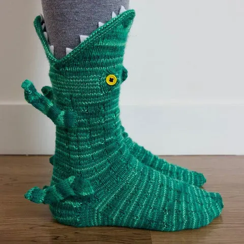 Knit Crocodile Socks For Women/men Creative Animal Shape Ankle Socks Winter Warm Supply Indoor Floor