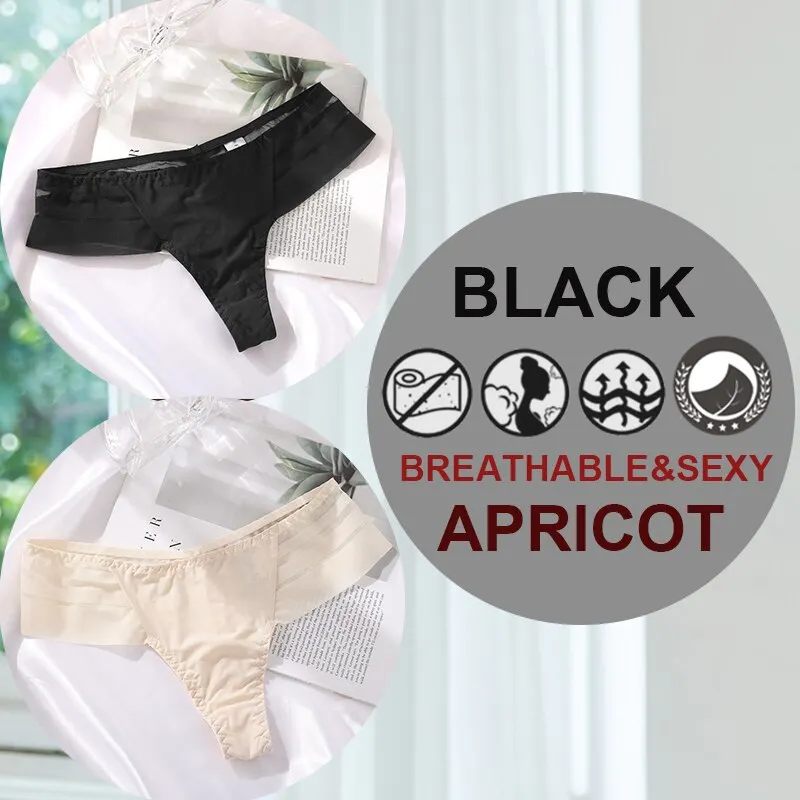 FINETOO 2PCS/Set M-XL G-string Women's Panties Sexy Perspective Seamless Panties Underwear Female See-Through Underpant Lingerie