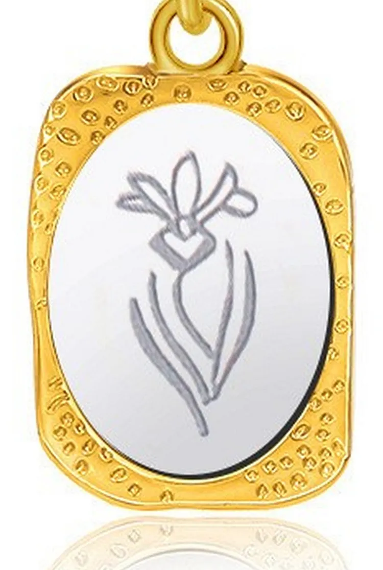 Rose Flower Pendant Necklace in Minimalist Mirror Design