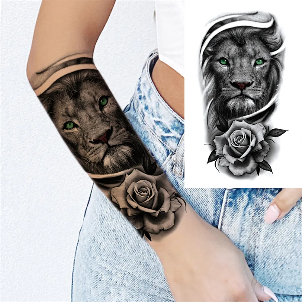 Sdrawing Clock Temporary Tattoo For Men Women Children Skeleton King Dragon Hourglass Black Tattoo Sticker Fake Snake Adults Tatoos