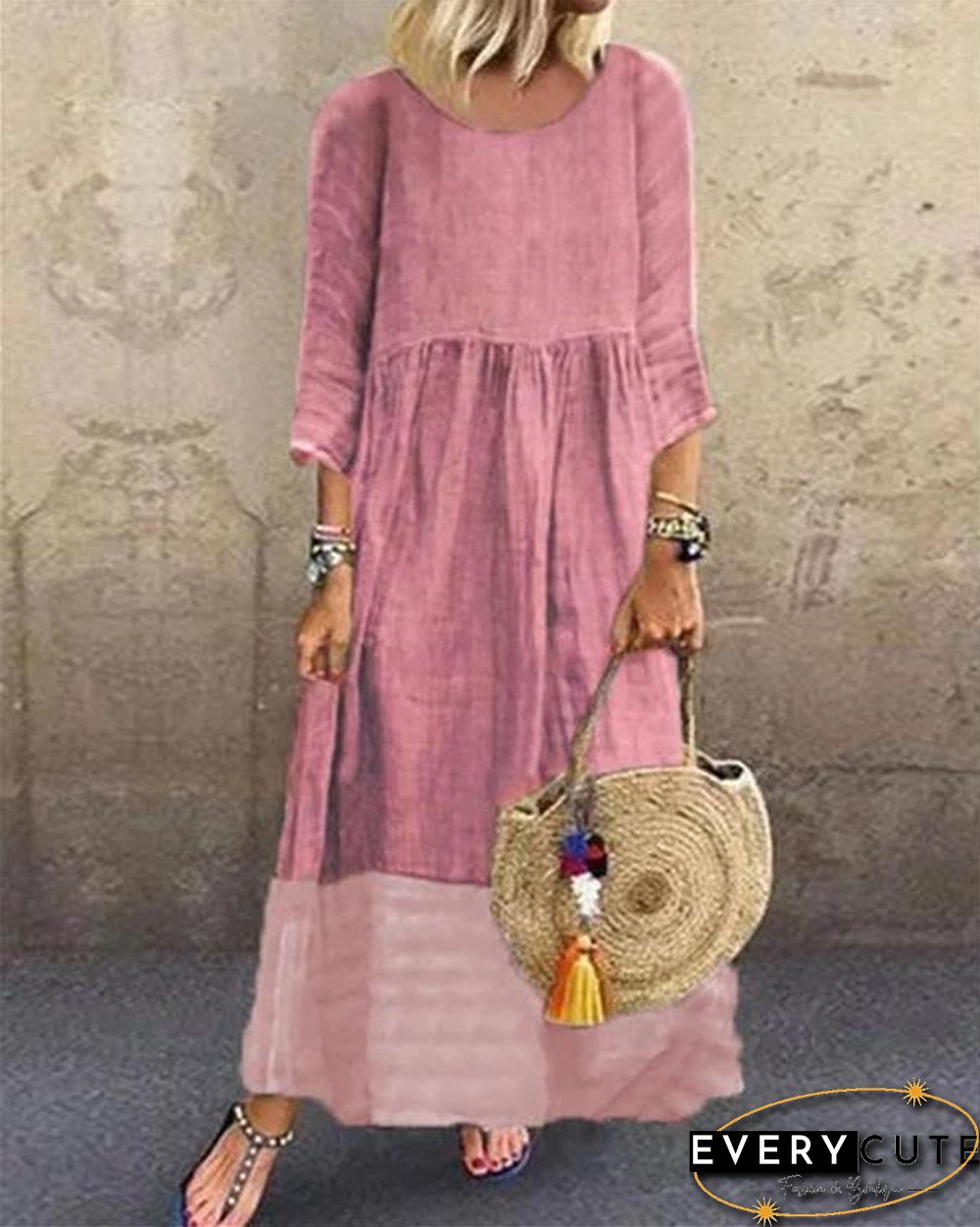 Crew Neck Women Summer Dresses Shift Beach Casual Dresses