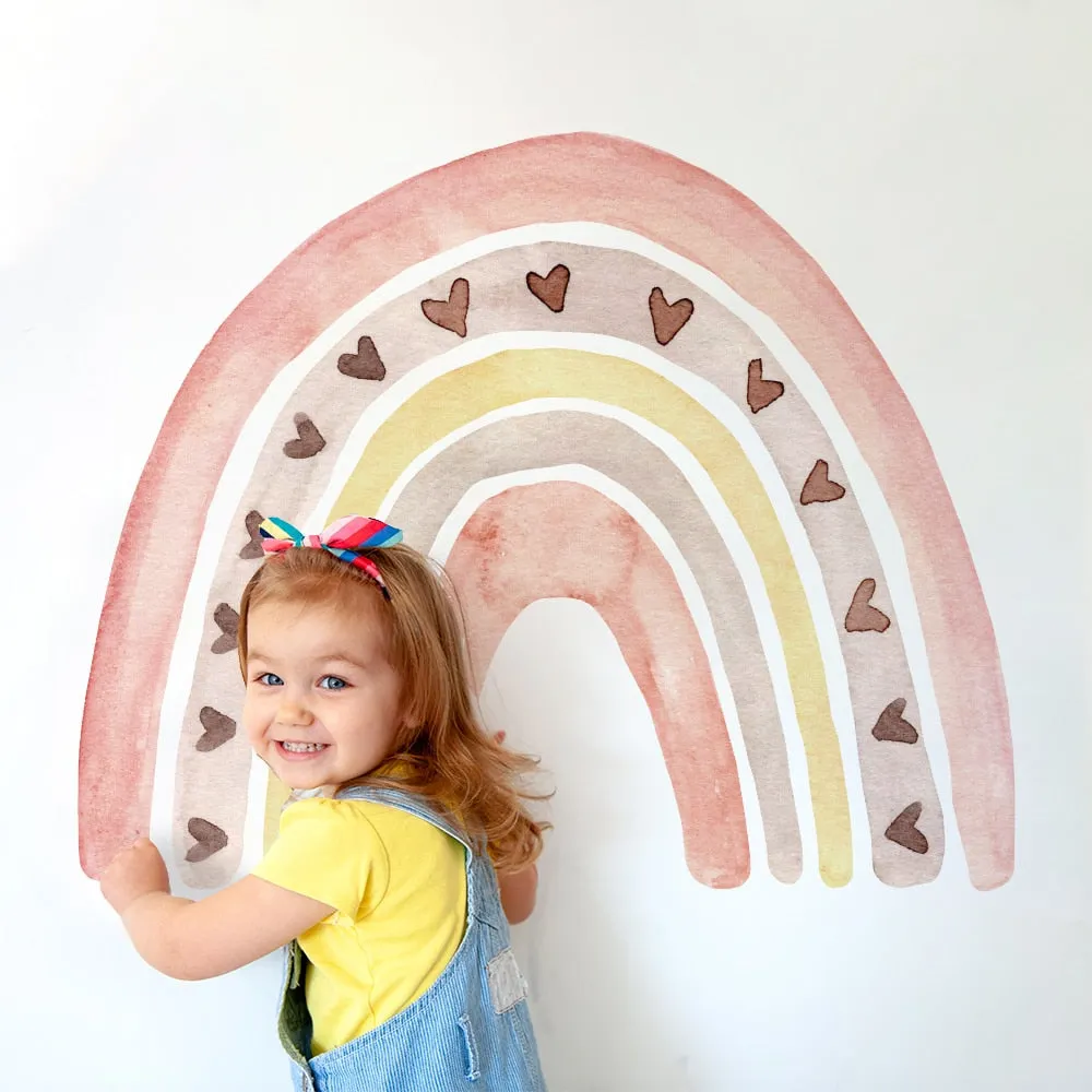 Big Rainbow Watercolour Home Decor Wall Sticker Self-Adhesive for Children's Room Living Room Nursery Decals Nordic Kid Stickers