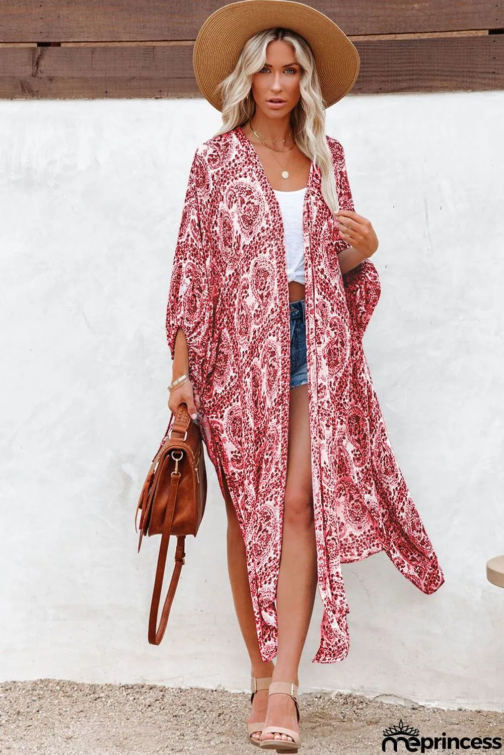 Dolman Sleeves Printed Kimono