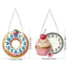 2Pcs Diamond Painting Ornament with Clock Function Hanging Clock Art Craft Decor