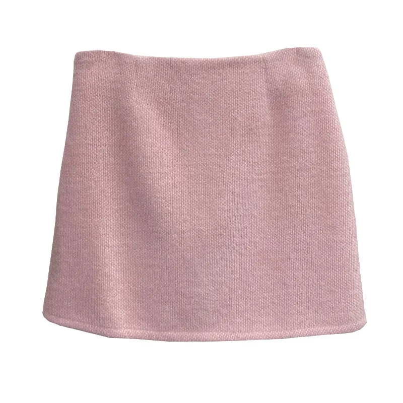 Uveng Real Shooting Pink Hair This Dress Girl Autumn And Winter High Waist A-Buffed Short Skirt Anti-Light One-Step Skirt 8871