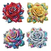4Pcs Diamond Painting Brooch Rose Flower Brooch Jewelry Kit DIY Diamond Pins
