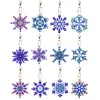 12PCS Diamond Painting Snowflakes Double Sided Keychain