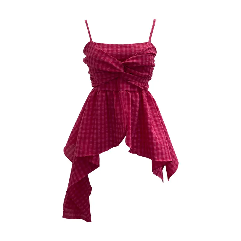 Churchf Stupid Irregular Skirt Sling Sling Sling Vest Bohemian Holiday Hottie Sleeveless Top 9223