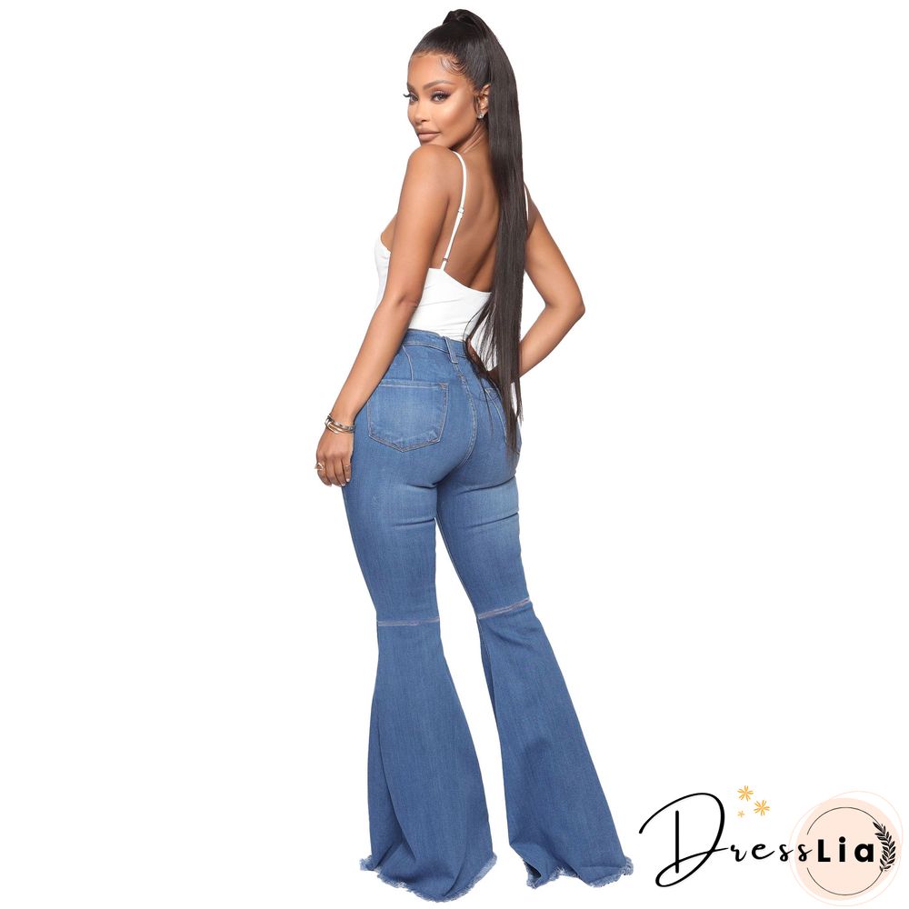 High Waist Stretch Plus Size Flare Jeans Pants