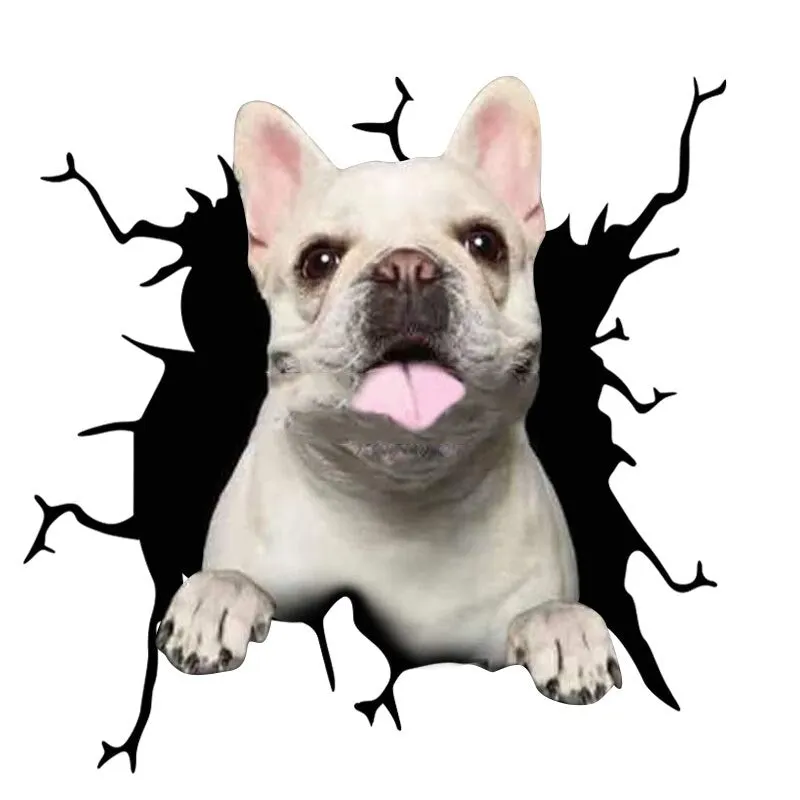 Electrostatic Glass Film Simulation Funny Car Window Sticker Dog Creative Broken Car Decorative Window Painting Waterproof