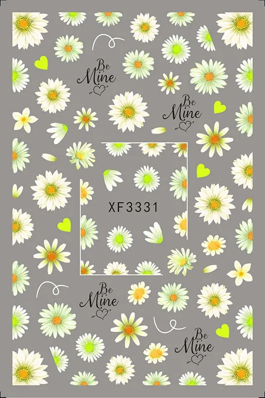 3D Nail Art Stickers Manicure Decoration Design Nail Art Decal Green Clover Leaf Nail Art Designer Decals Beautiful Flower