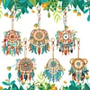 6Pcs Attrape-R&ecirc;ves De Fleurs Diy Peinture Au Diamant Porte-Cl&eacute;s