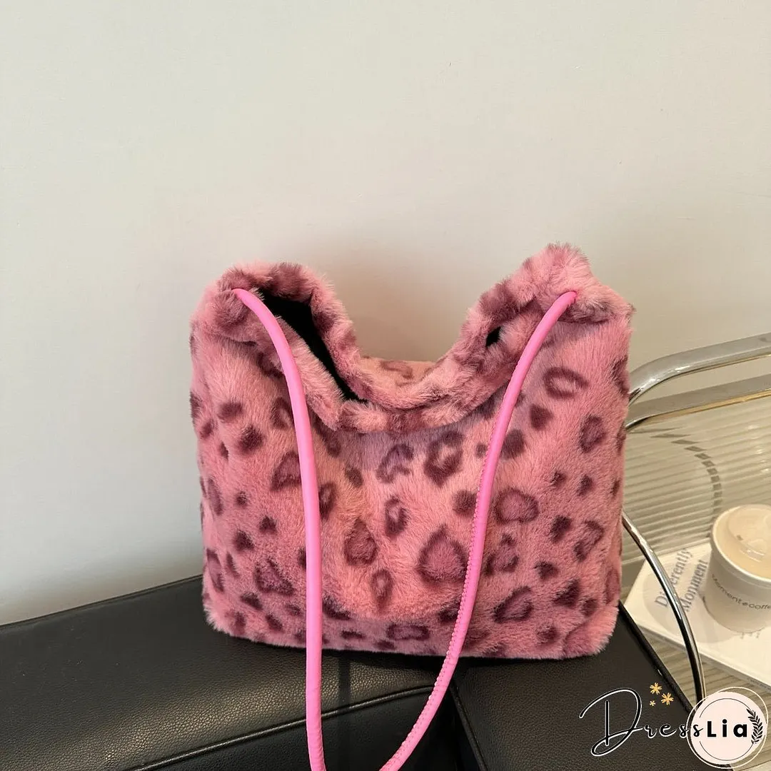 Leopard Furry Shoulder Bag