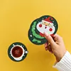 6Pcs/set Diamond Painting Christmas Coaster Cup Cushion with Rack Cup Pad Decor