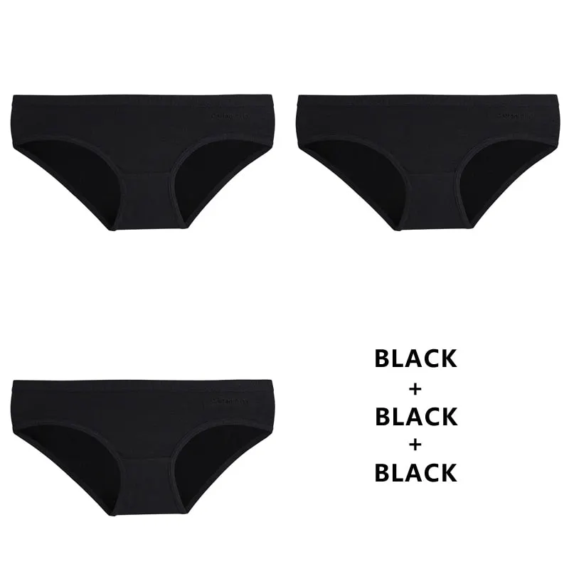 TERMEZY 3PCS Women Sexy Panties Cotton Underwear Solid Briefs Girls Low-waist Lingerie G String Soft Breathable Intimates XXS-L