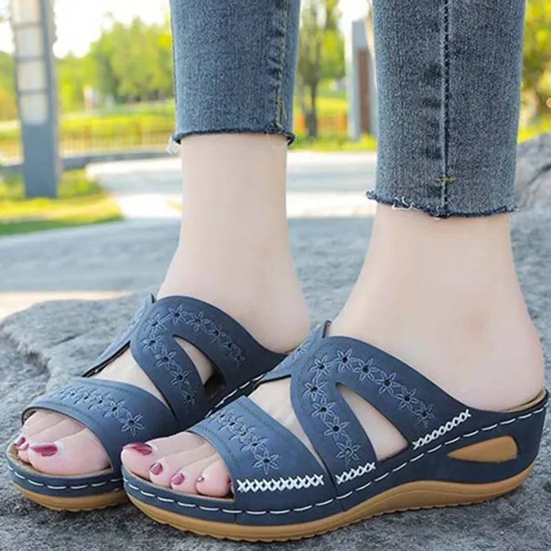 Qengg 2021 Women's Shoes New Fashion Women's Sandals Peep-Toe Shoes Woman Slip On Platfroms Flat Casual Shoes Female Wedges For Women